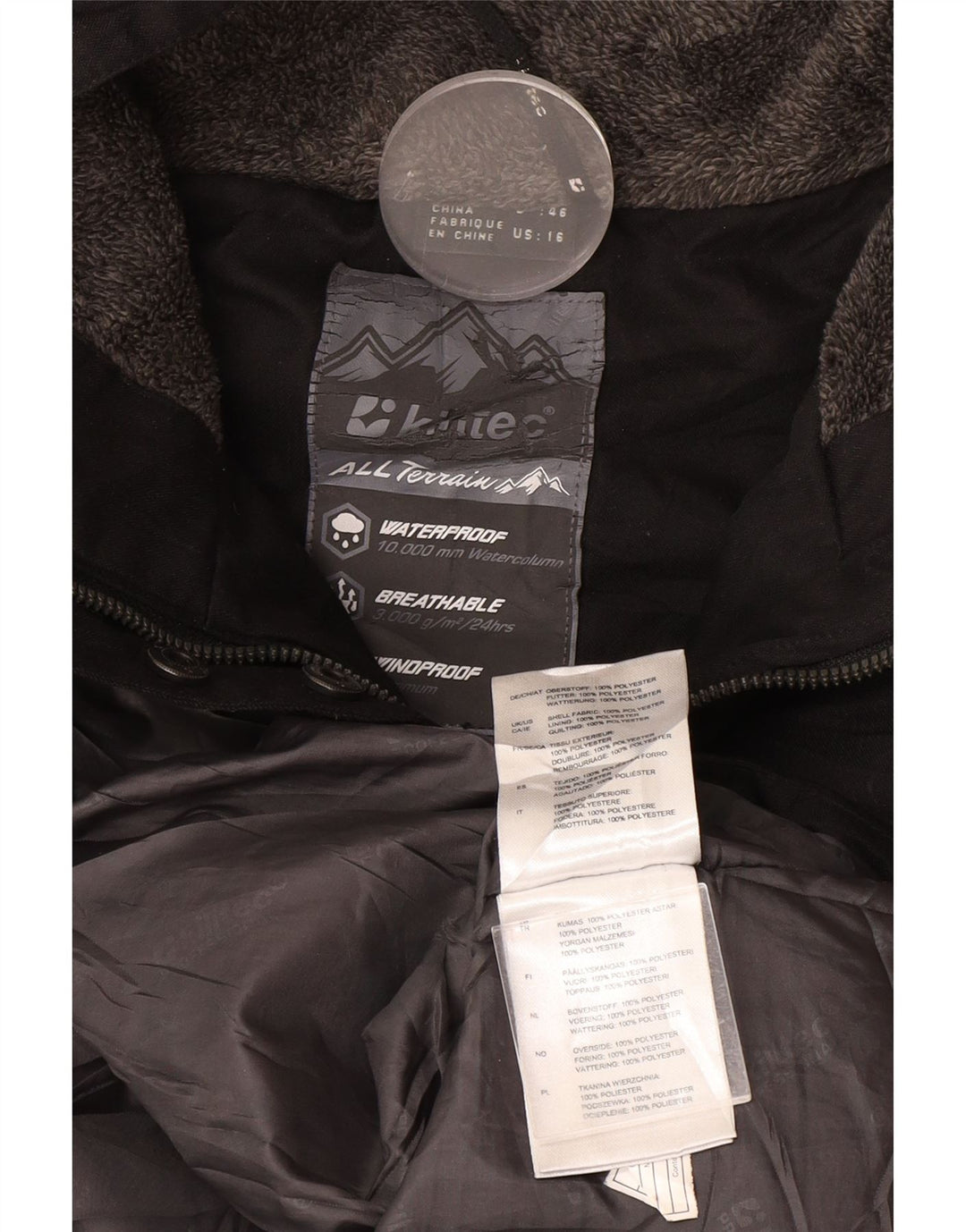 Giacca a vento con cappuccio da donna Killtec UK 16 grande poliestere nero