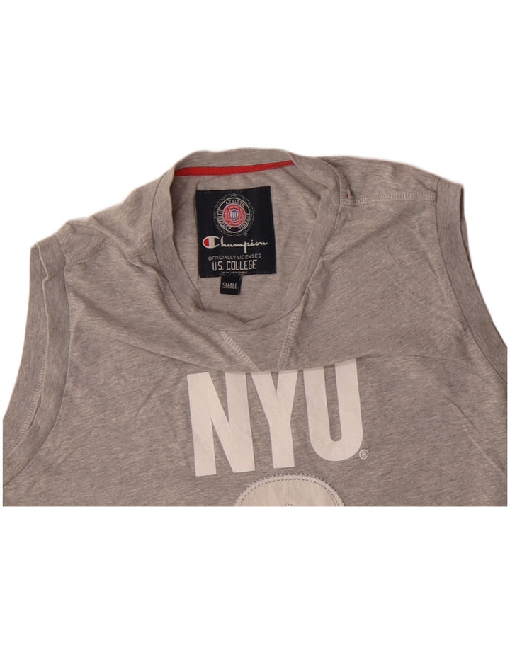 CHAMPION Canotta grafica da uomo della New York University piccola in cotone grigio