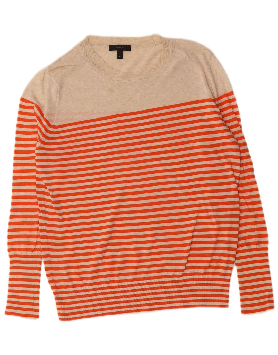 Maglione maglione girocollo da donna J. Crew US 6 cotone a righe beige medio