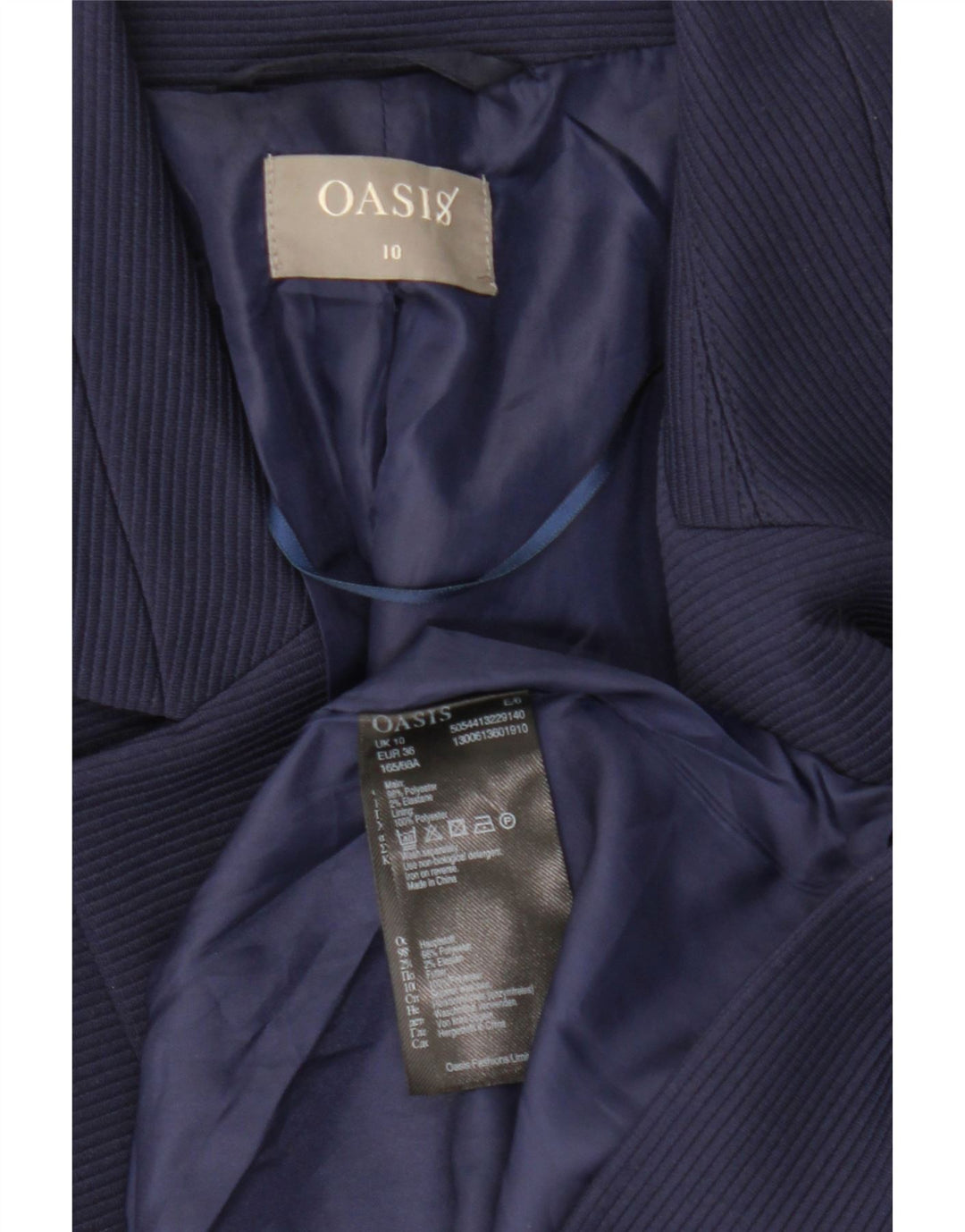 Giacca blazer aperta da donna Oasis UK 10 piccola poliestere blu navy