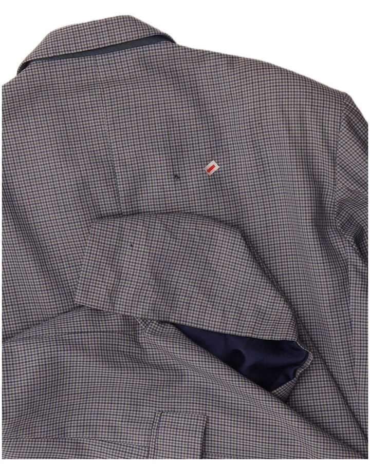 Giacca blazer da uomo a 2 bottoni VINTAGE IT 50 grande lana a quadri blu