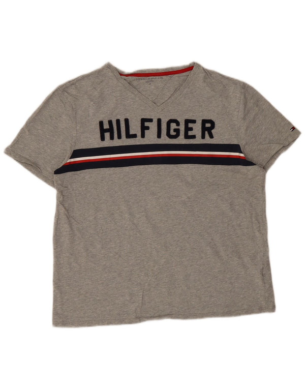 T-shirt grafica da donna Tommy Hilfiger Top UK 14 Cotone chiazzato grigio medio