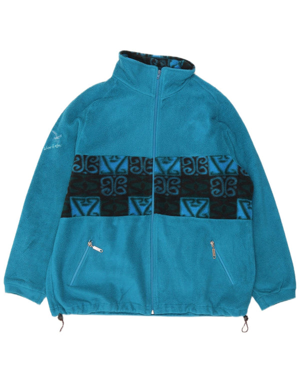 SALEWA Mens Fleece Jacket UK 42 XL Blue Geometric Polyester