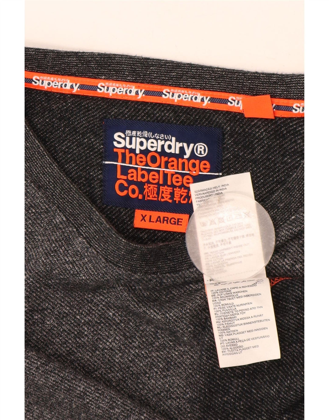 Top da uomo a maniche lunghe XL Superdry in cotone chiazzato grigio