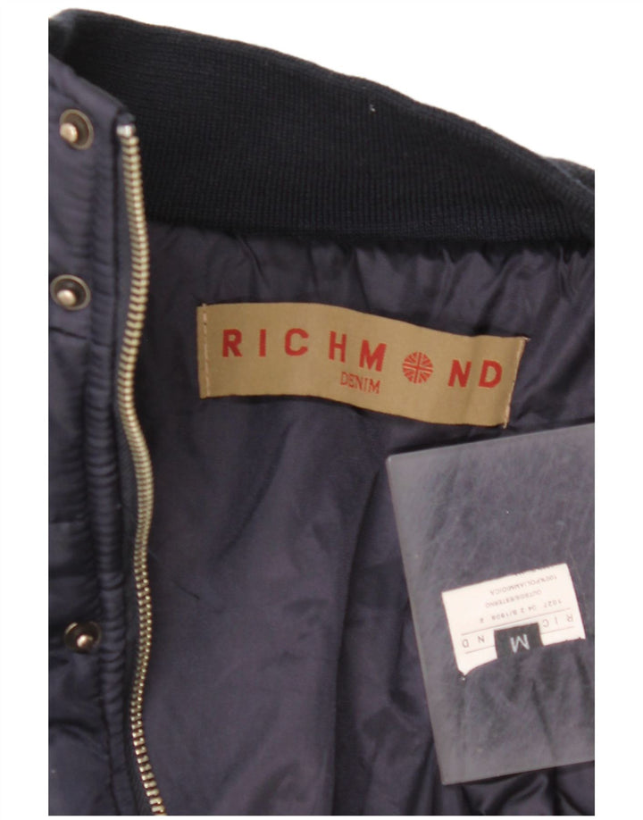 RICHMOND Giacca imbottita con grafica da uomo UK 38 Medium Blu Navy Poliammide