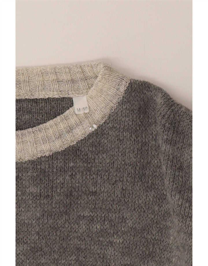 Maglione maglione girocollo da uomo vintage EU 50 grigio medio color block classico