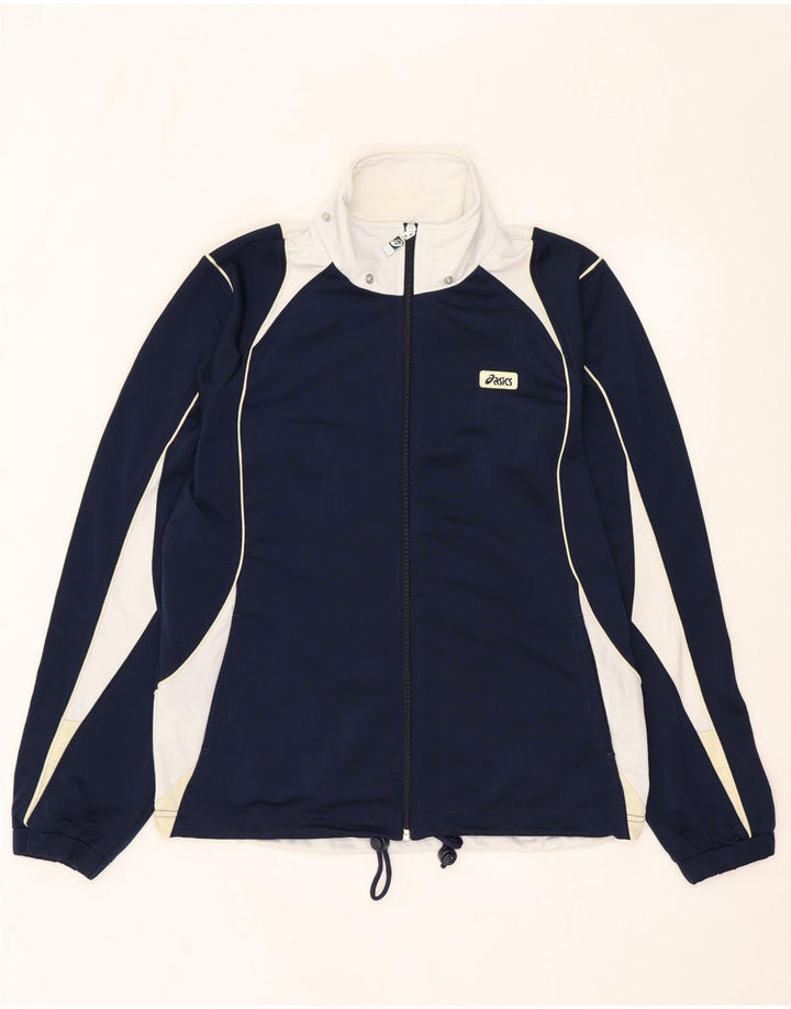 Giacca da ginnastica ASICS da uomo, piccola, in poliestere color block blu navy