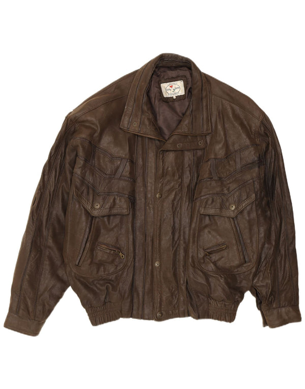 Giacca in pelle vintage da uomo UK 42 XL in pelle marrone