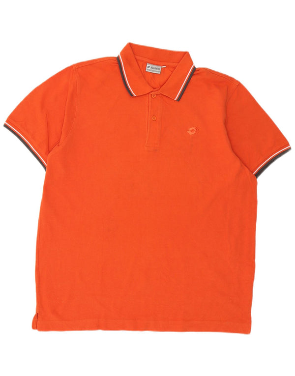 Polo da uomo Lotto XL in cotone a righe arancioni