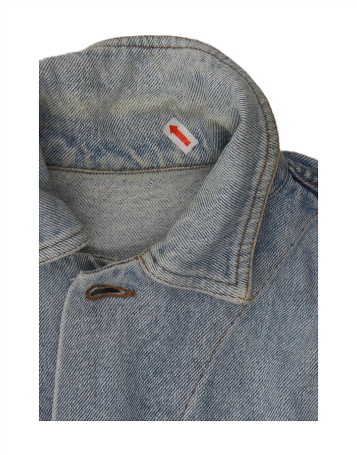 VINTAGE Womens Crop Denim Jacket UK 16 Large Blue