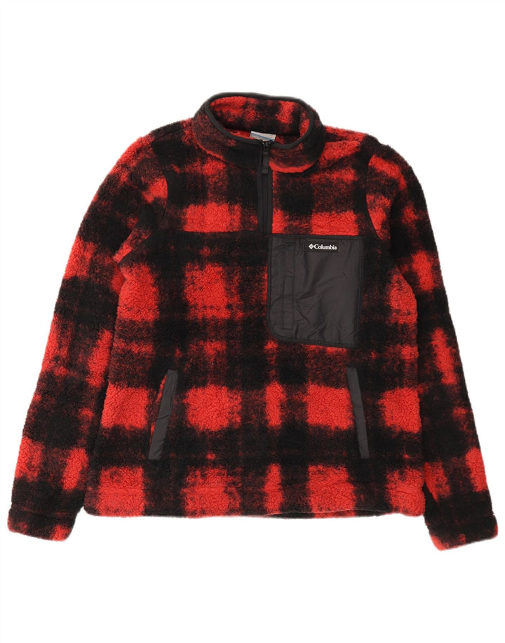 Maglione in pile da donna con collo e zip COLUMBIA UK 14 Poliestere medio a quadri rossi
