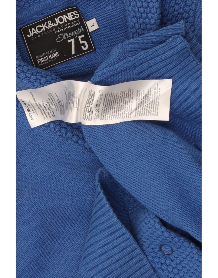 Maglione cardigan da uomo Jack & Jones grande cotone blu