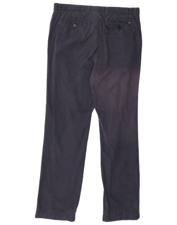 Pantaloni chino dritti da uomo Tommy Hilfiger W34 L34 cotone blu navy