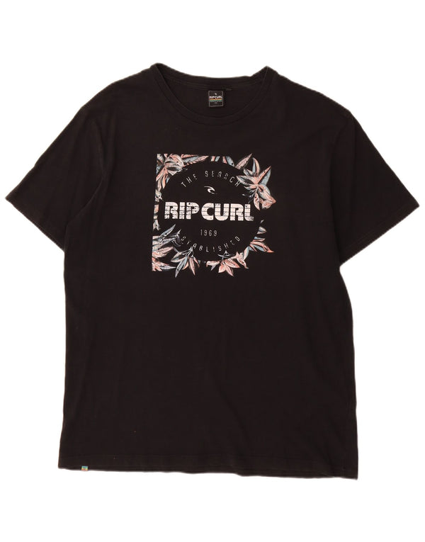 RIP CURL T-shirt grafica da uomo Top in cotone nero medio