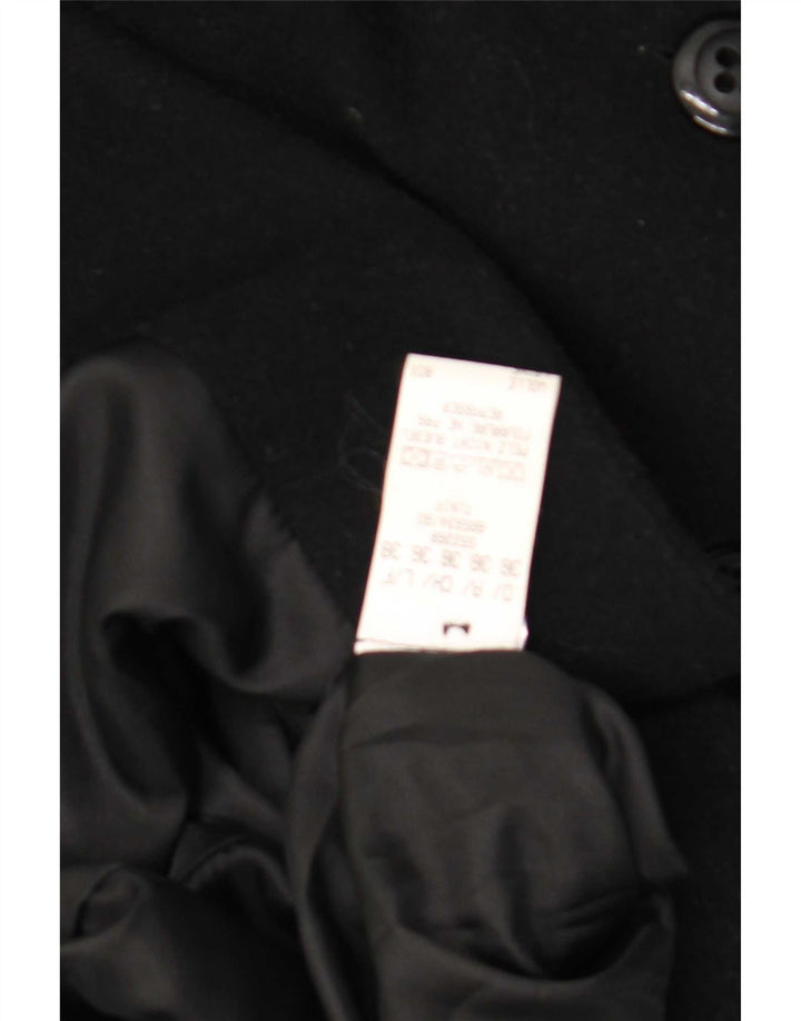 Cappotto doppiopetto vintage da uomo EU 36 piccolo in lana nera