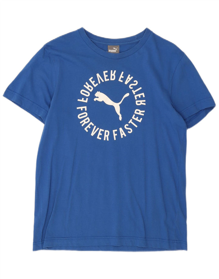 T-shirt grafica da uomo Puma grande in cotone blu