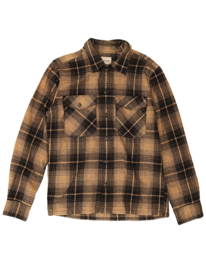 Camicia da uomo in flanella Jack & Jones in cotone a quadri marrone medio