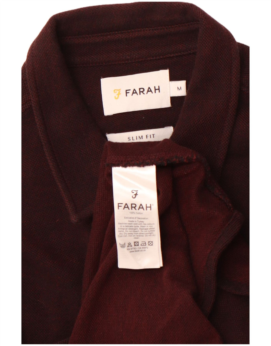 FARAH Camicia da uomo slim fit in flanella di cotone bordeaux medio
