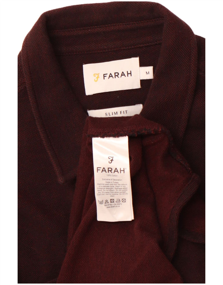 FARAH Camicia da uomo slim fit in flanella di cotone bordeaux medio