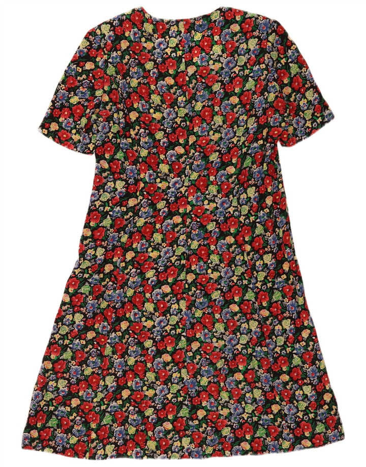 Abito vintage da donna a trapezio UK 14 medio floreale multicolore