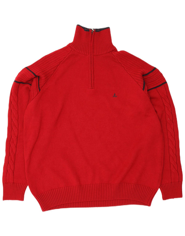 Maglione da uomo Navigare con zip e collo 2XL in lana merino rossa