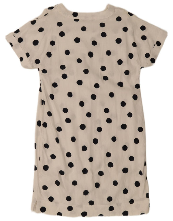 Abito a trapezio da donna Marks & Spencer UK 14 lino medio a pois bianco