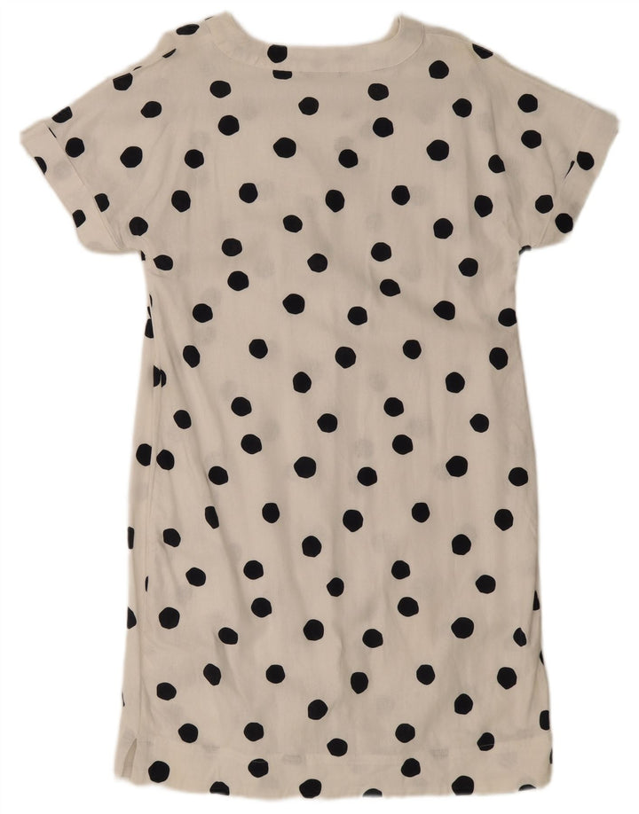 Abito a trapezio da donna Marks & Spencer UK 14 lino medio a pois bianco