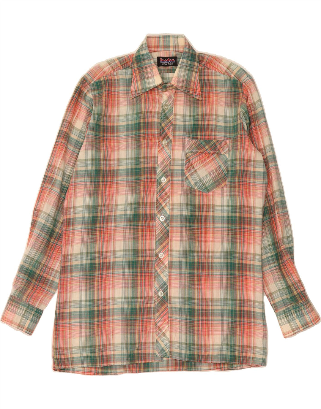 VINTAGE Mens Flannel Shirt Size 39 Medium Multicoloured Check Vintage Vintage and Second-Hand Vintage from Messina Hembry 