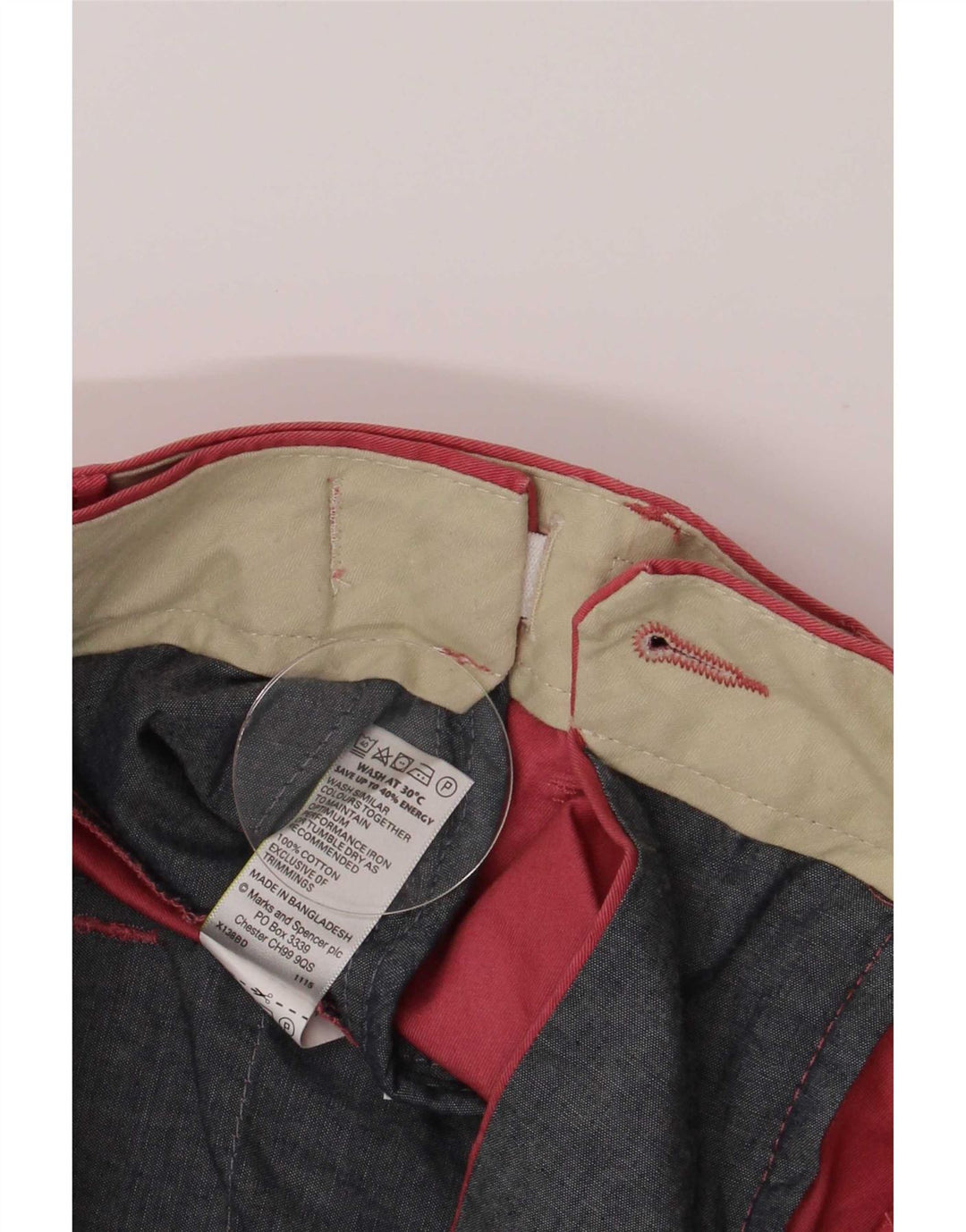 Pantaloncini chino vestibilità regolare da uomo Marks & Spencer W32 cotone rosa medio