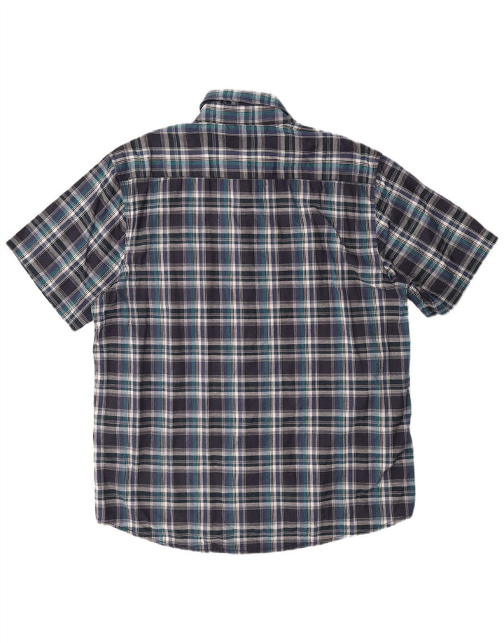 Camicia a maniche corte da uomo Avirex 2XL in cotone a quadri blu navy
