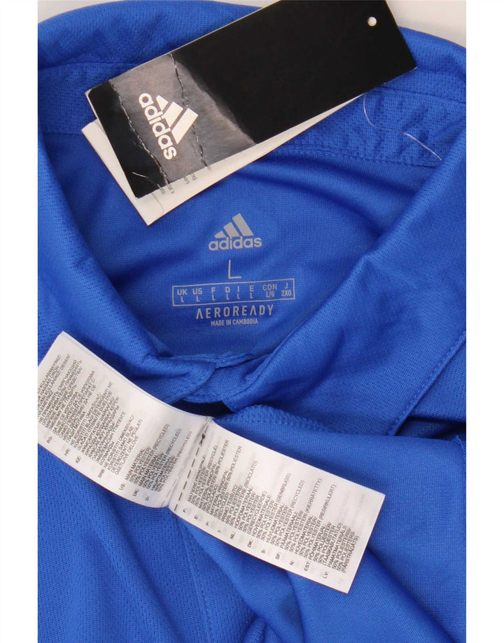 Polo Adidas Aeroready da uomo grande in poliestere blu