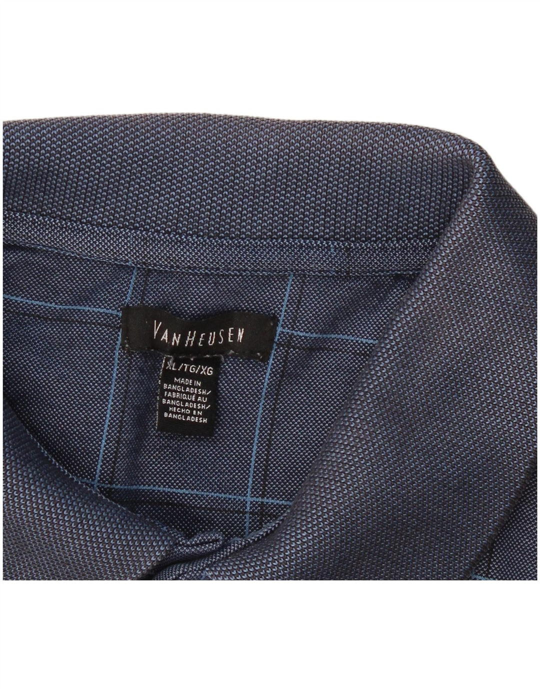 Polo da uomo VAN HEUSEN XL in cotone a quadri blu navy