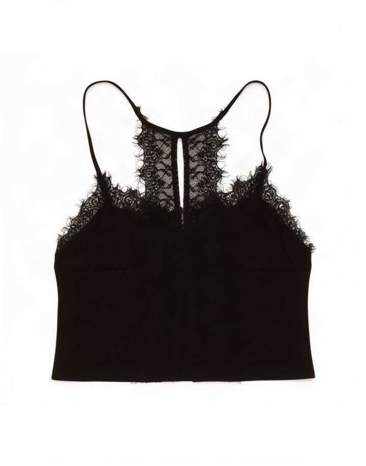 Top corto da donna Zara UK 10 piccolo nero floreale