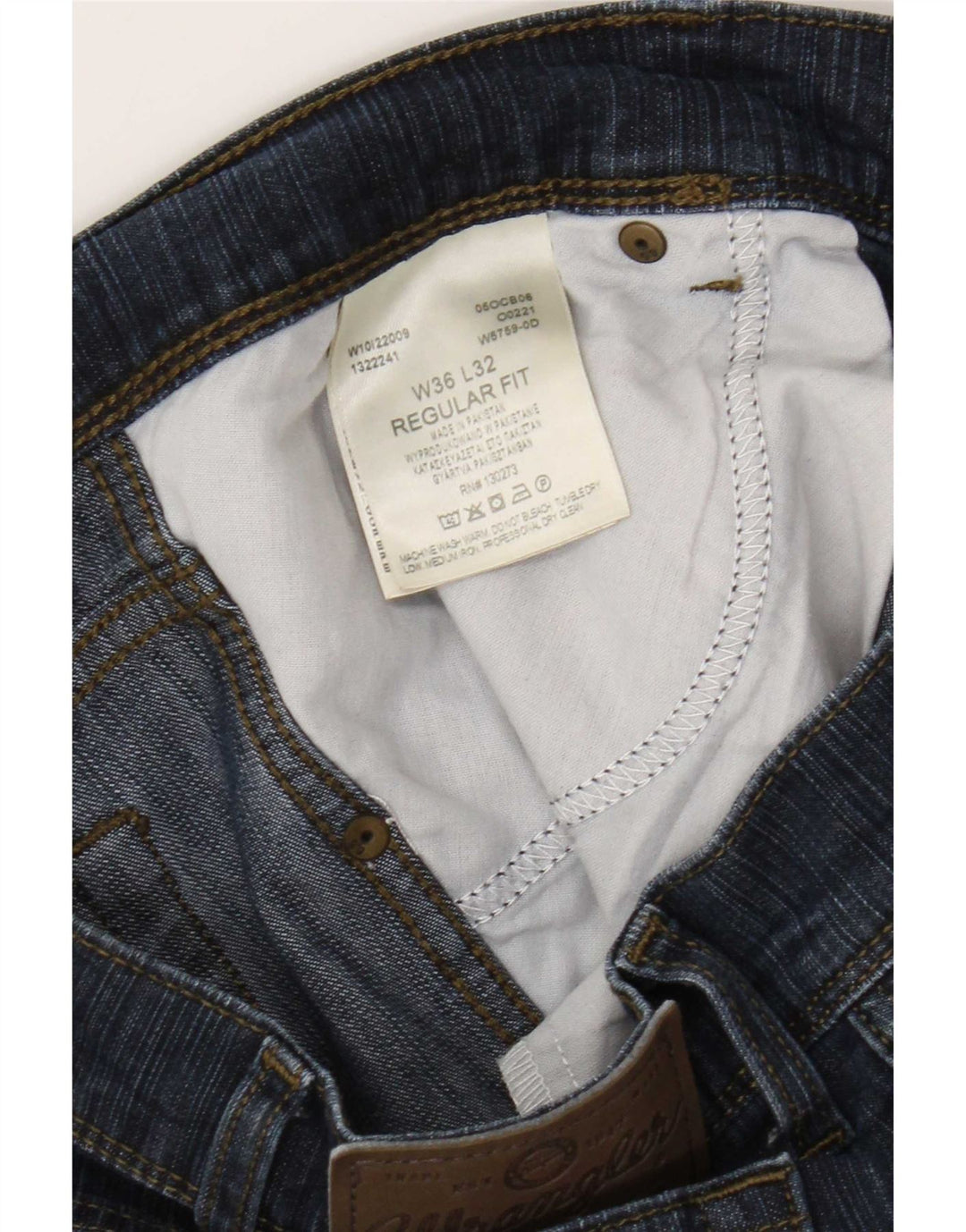 Jeans dritti da uomo Wrangler vestibilità regolare W36 L32 cotone blu