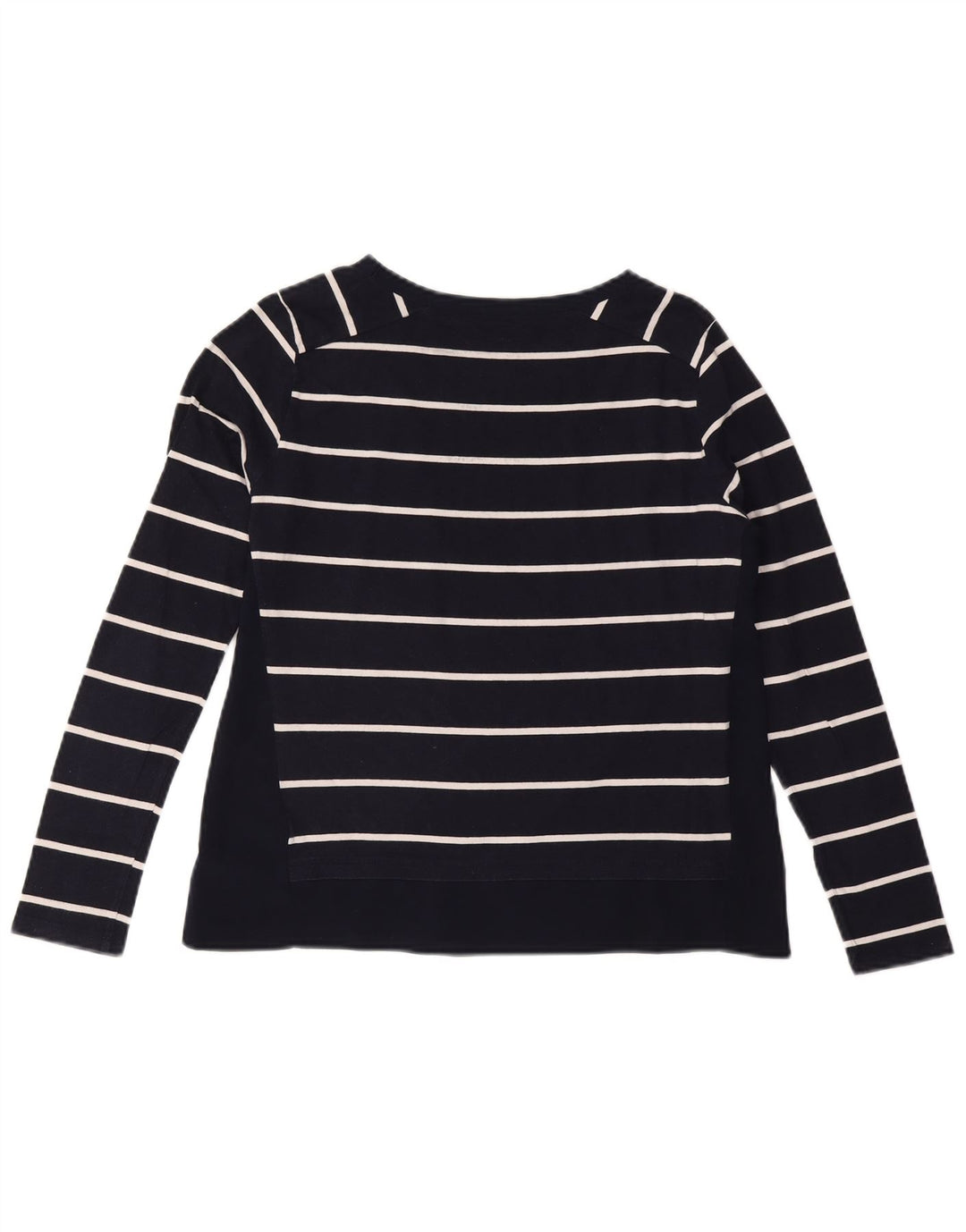 TOMMY HILFIGER Top da donna manica lunga UK 10 piccolo cotone a righe blu navy