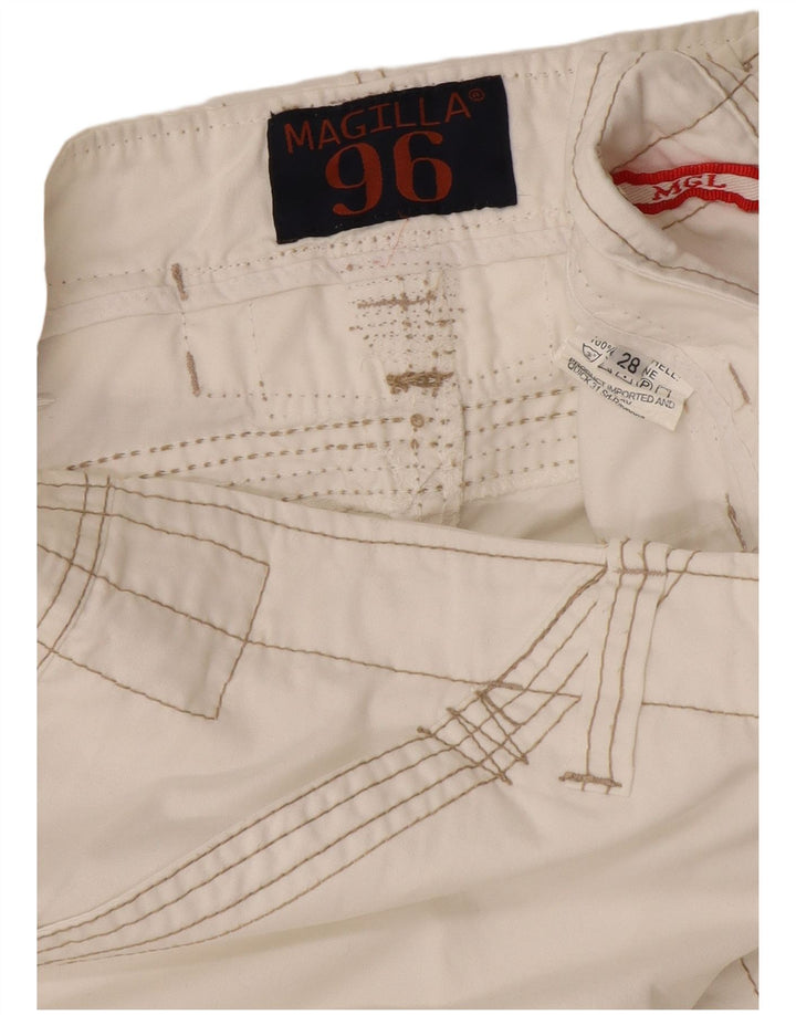 Pantaloni cargo dritti da donna vintage W28 L30 in cotone bianco