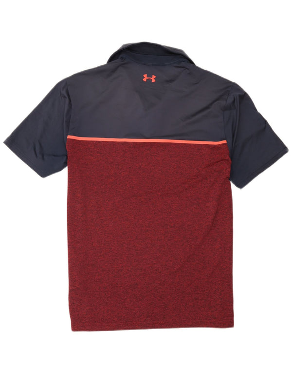 Polo da uomo Under Armour grande in poliestere color block bordeaux