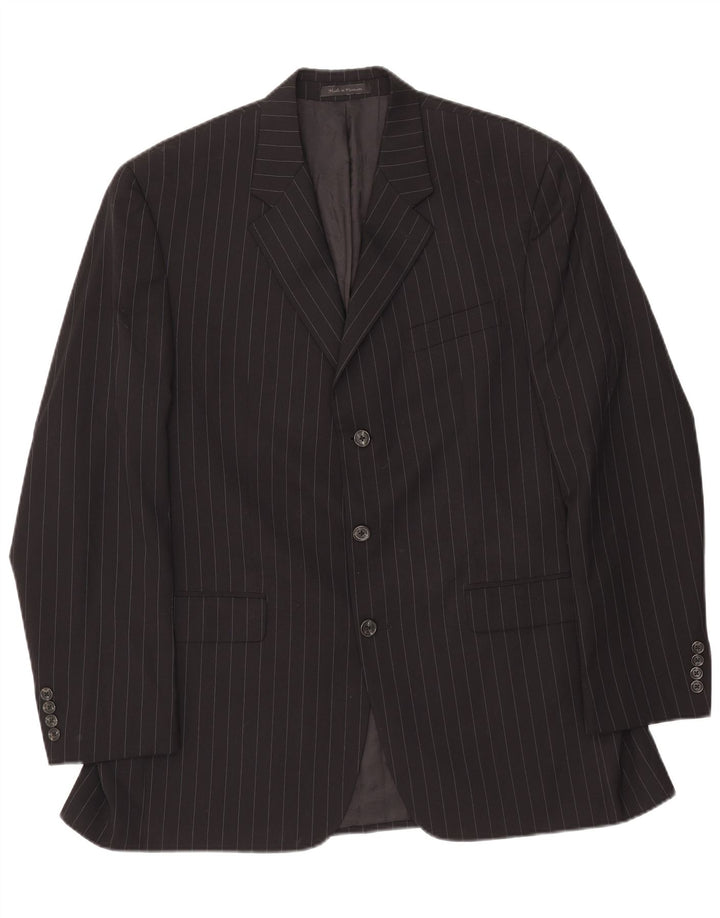 Giacca blazer da uomo a 3 bottoni CHAPS UK 42 XL lana gessata nera