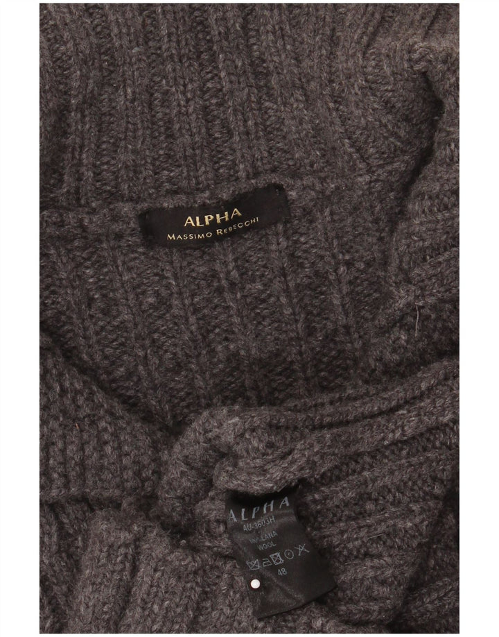 Maglione da uomo Alpha Massimo Rebecchi con bottoni e collo IT 48 Grigio medio