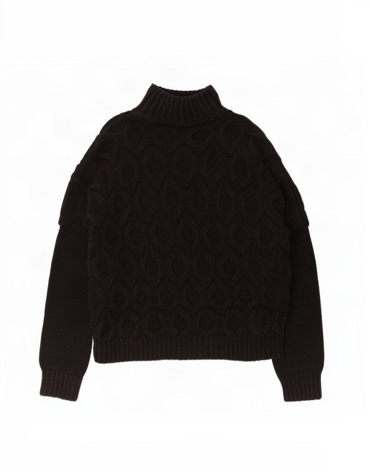 Maglione da uomo Reiss vestibilità ampia con collo alto, cotone nero medio