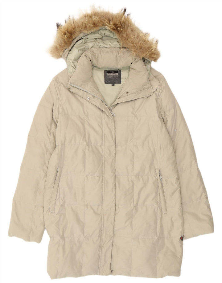 Cappotto imbottito con cappuccio da donna Diadora UK 18 XL Poliestere beige