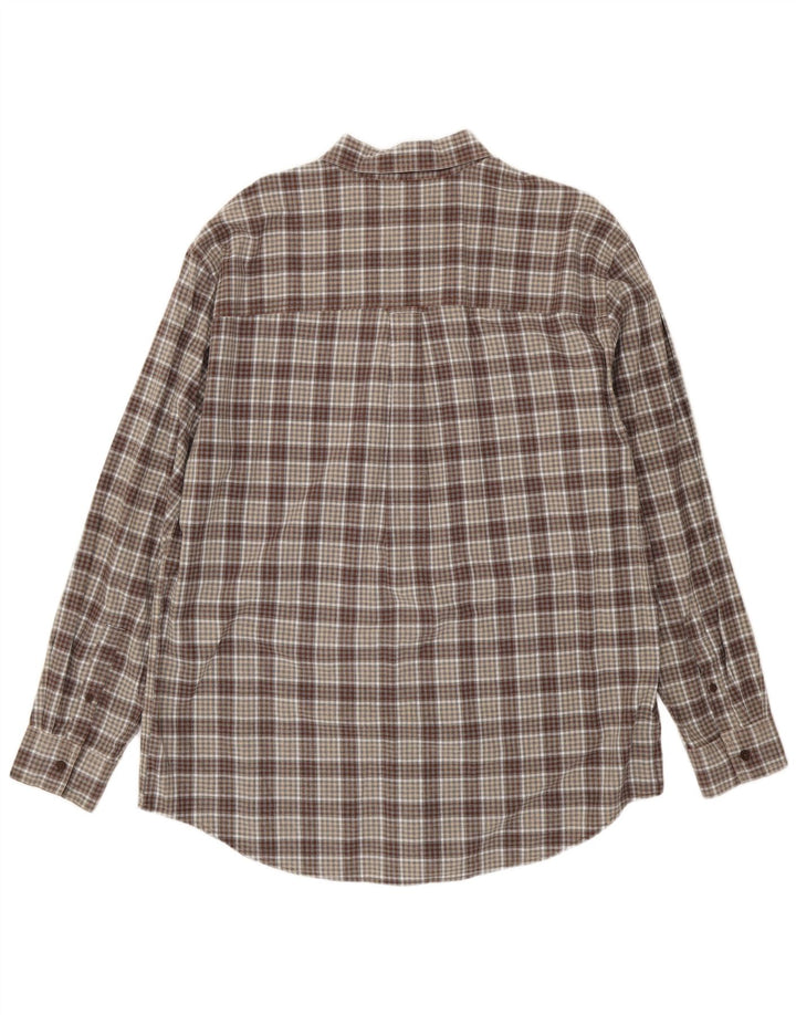 Camicia da uomo Chaps XL in cotone a quadri marrone
