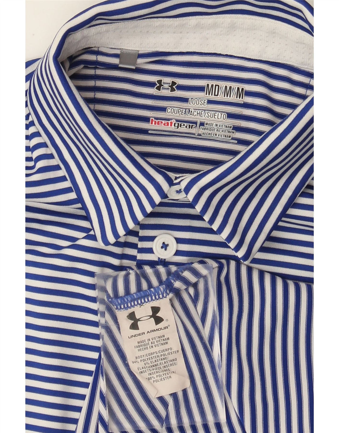 Polo Under Armour da uomo Heat Gear in poliestere gessato blu medio