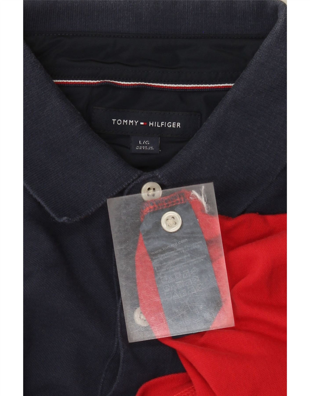 Polo da uomo Tommy Hilfiger grande in cotone color block multicolore