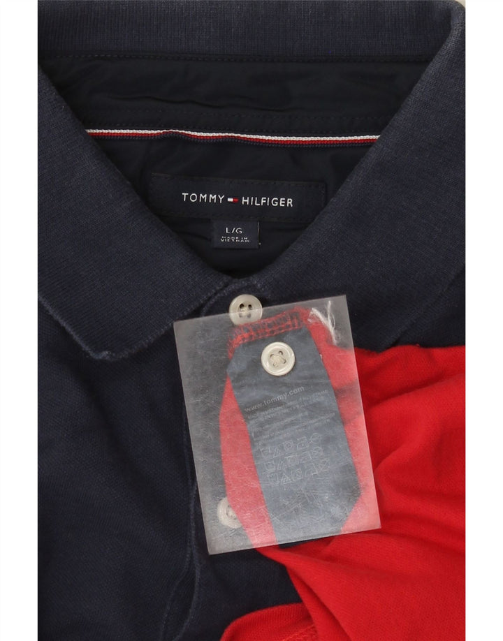 Polo da uomo Tommy Hilfiger grande in cotone color block multicolore