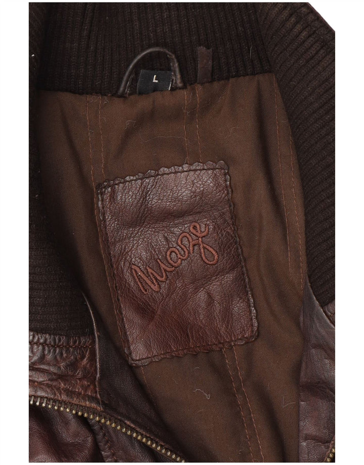 Giacca in pelle da uomo MAZE UK 40 grande in pelle marrone