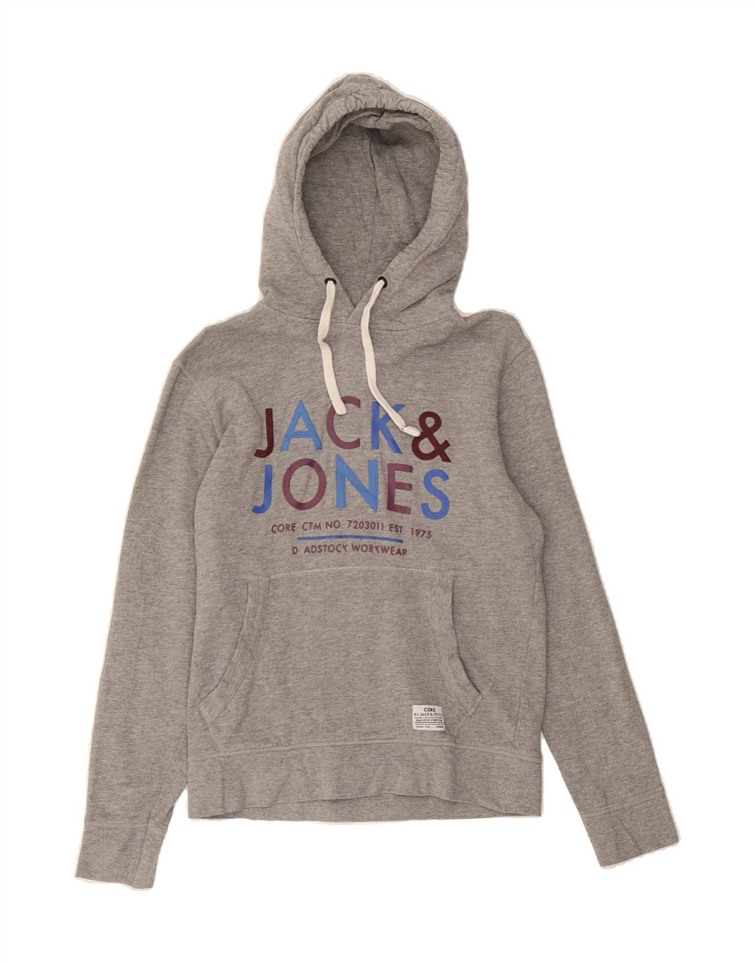 JACK & JONES Mens Graphic Hoodie Jumper XS Grey Vintage Jack & Jones and Second-Hand Jack & Jones from Messina Hembry 