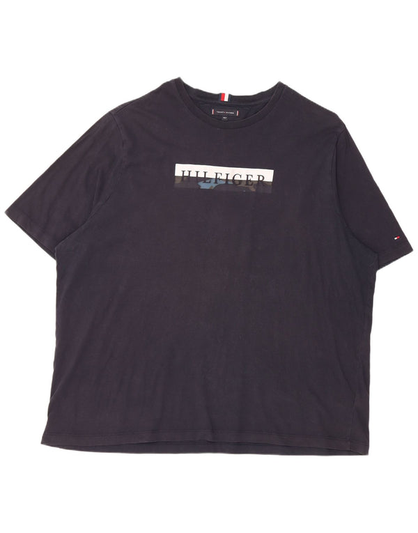 T-shirt grafica alta da uomo Tommy Hilfiger Top 4XL cotone blu navy