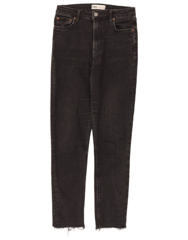 Jeans skinny a vita alta da donna Zara EU 38 Small W28 L27 cotone nero
