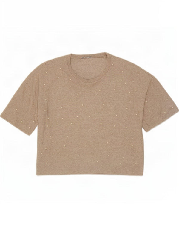 Camicetta oversize Zara Trafaluc da donna UK 10 piccola Beige maculata